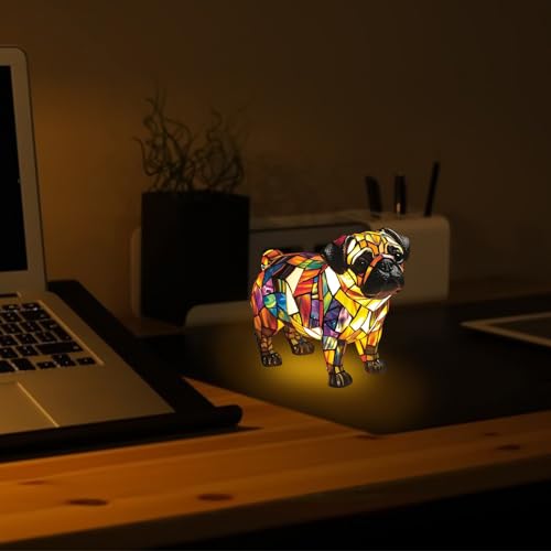 TZQFROCE Corgi Lampe und Mops Lampe Niedliche Vintage-Tischlampe Haustier Dekolampe 3D Tischlampe Wohndekor füt Schlafzimmerbeleuchtung für Katzen & Hundeliebhaber