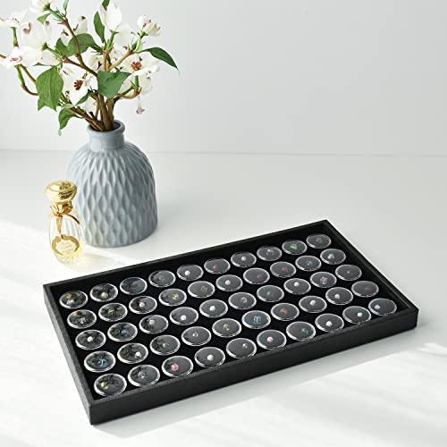 Ikee-Design-Black-Foam-Gem-Jars-Showcase-Stackable-Display-Tray-for-Collectibles-Home-Organization-Storage-Box-with-50-Gemstones-and-Bead-Storage-Jars