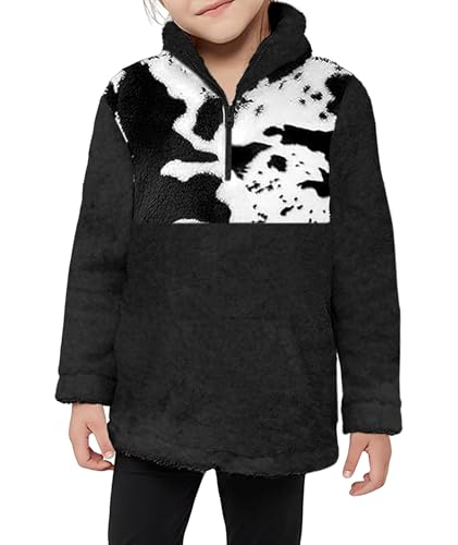 Image of EARKOHA Girls Cow Print Sherpa Fleece Jackets Fall Winter Outerwear