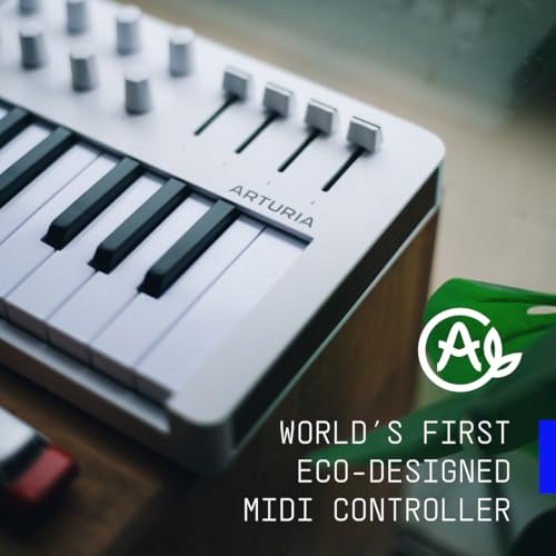 Image of Arturia MiniLab 37 MIDI Keyboard Controller - 37 Slim Keys, 8 Pads, DAW Integration, Arpeggiator, Chord Mode, Portable Design, Music Production Software Included, White