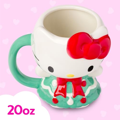 Image of Silver Buffalo Sanrio Hello Kitty Christmas Tree, 3D Sculpted Mug, 20oz