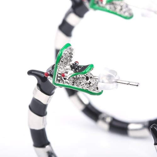 Gothic Coral Snake Earring - Beetle Sandworm Juice Faux Tunnel Hoop Earrings - Halloween Cosplay Costume Jewelry for Women Men3