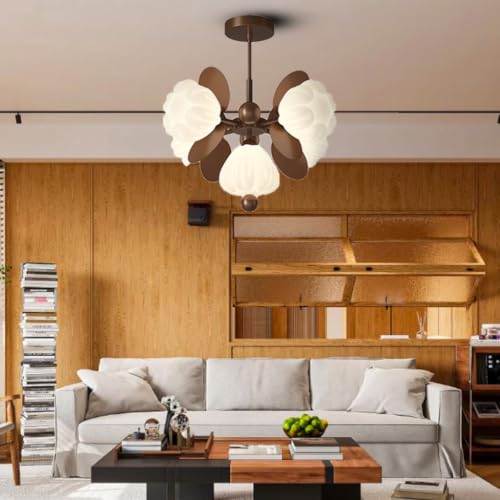 Plafonnier LED à fleurs pour chambre lustre romantique télécommandé au style chaleureux