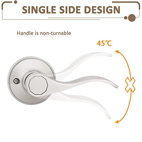 Probrico(2 Pack Dummy Door Lever, Wave Door Handle Lever Right Hand - Dummy For Laundry Room, Hallway, Closet,Single Side Lever,Non-Turning Pull Satin Nickel,Easy Installation Pull Only Lever Set #TOP3
