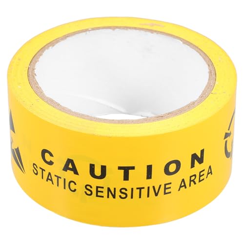 IMIKEYA Cinta de Advertencia Antiestática Amarilla 48 Mm X 18 M para Suelo, Etiqueta Adhesiva de Precaución y Señalización Industrial, Resistente y Fácil de Aplicar para Áreas de Trabajo