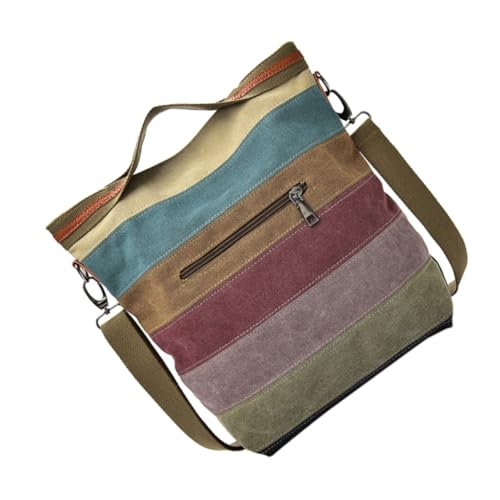 Sac fourre-tout toile rayé à compartiments et bandoulière