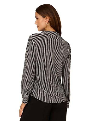 Image of Adrianna Papell Women's Print Collared V-Neck Knit Top