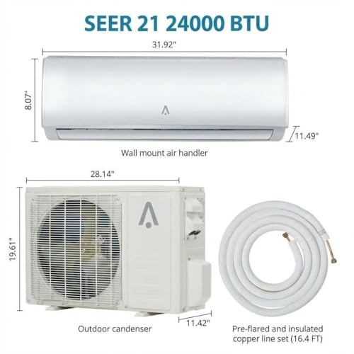 Image of Garvee 2 Ton / 24000 BTU Mini Split Air Conditioner and Heat Pump, 21 SEER2 208 / 230V,Ductless Inverter System,Smart Wifi Mini Split Compatible with Alexa,Cools & Heats Rooms up to 1500 Sq.Ft