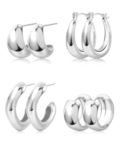 Supneer Silver Huggie Half Hoop for Woman Sterling Silver Hoop Hypoallergenic Earrings Jewelry