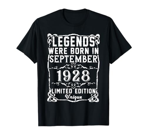 Cumpleaños Septiembre 1928 Edición Limitada Regalo Vintage Camiseta