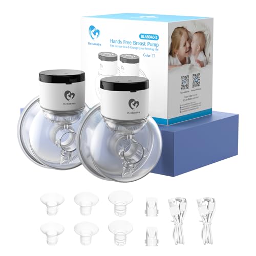 Bellababy Sacaleches Eléctrico Manos Libres Portátil, Extractor de leche, Pantalla LCD, 4 Modo y 9 Nivel, Bridas de 24 mm, Inserto de 17,19 y 21mm, 2 Piezas