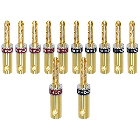 HHDZI Pure Copper Gold-Plated 24K, Sawtooth Banana Plugs, Welding Free, Speaker Cable Banana Plugs, Audio Connector Adapter, Video Receiver Cover