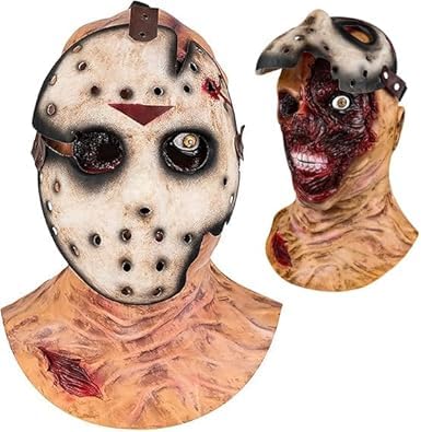 Infinity Gauntlet Jason Mask Hockey Rotten Face Killer Mask Scary Double Layer Mask Halloween Kills Mask Jason Cosplay Costume Props for Adults