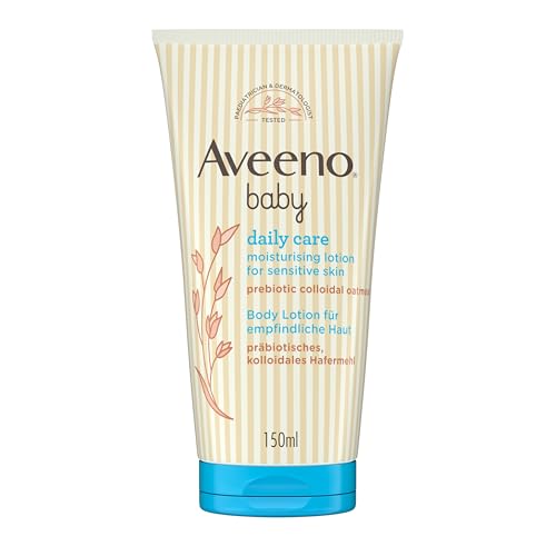 Aveeno baby daily care Body Lotion mit beruhigendem präbiotischem kolloidalem Hafermehl für normale bis trockene, empfindliche Haut, 150 ml
