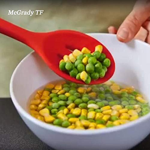 BIRD WORKS 2018 New Silicone Slotted Spoons Scoop Non-Scratch Food Grade Cooking Kitchen Utensil Accessory