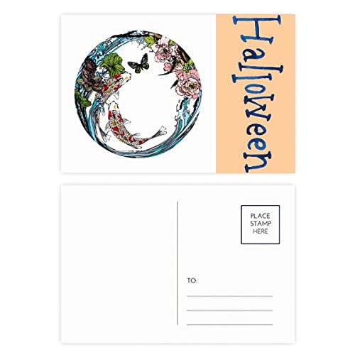 Cartes postales géométriques Halloween carpe pivoine pour invitations