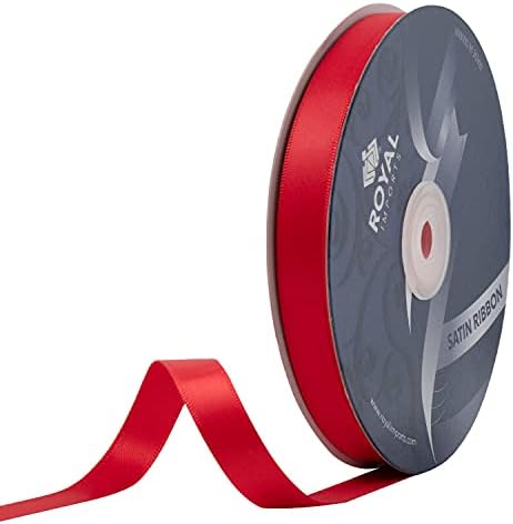 Royal Imports Satin Double Face Fabric Ribbon (1/2") for Gift Wrapping, Bow Making, Hair Decoration, Holiday, Wedding, Floral Crafts- 50 YDS Roll - Red