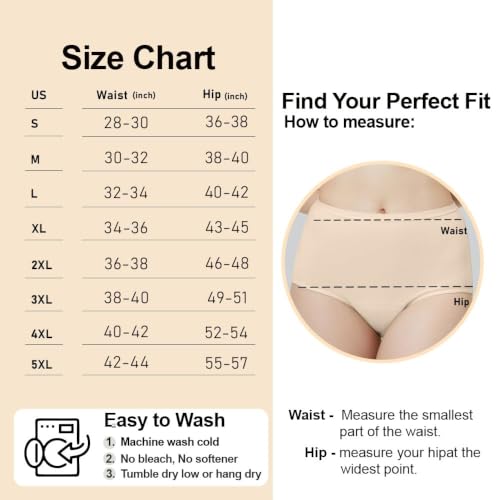 Image of Battewa Cotton Incontinence Underwear for Women High Waisted 4Beige 3XL