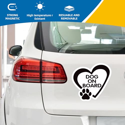 Image of Dogs on Board Pink Pawprint Magnet Decal, 5 Inch, Heavy Duty Automotive Magnet for Car Truck SUV (Black)