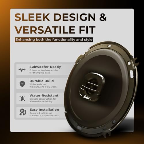 Image of DBASE 6-Inch Two-Way Coaxial Car Speakers | High Bass & Crystal-Clear Sound | PP Injection Cone & Treated Rubber Edge | Universal Fit for Cars, SUVs & Trucks | Easy Installation