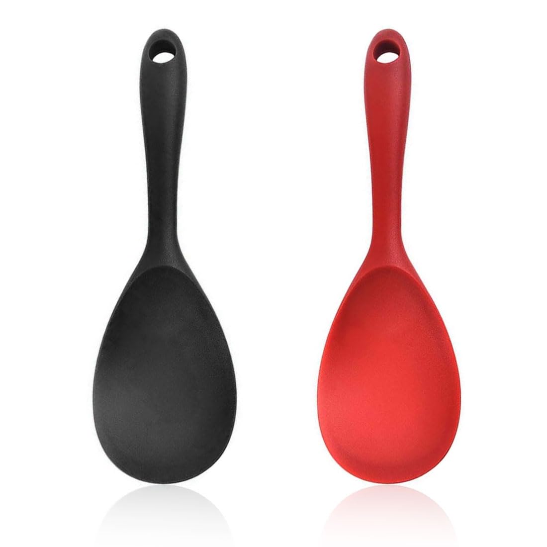 Cucchiai Antiaderenti 2 Cucchiai Di Riso In Silicone Antiaderente - Utensili Da Cucina Per Purè Di Patate E Cibi Appiccicosi Cucchiai Silicone Neri