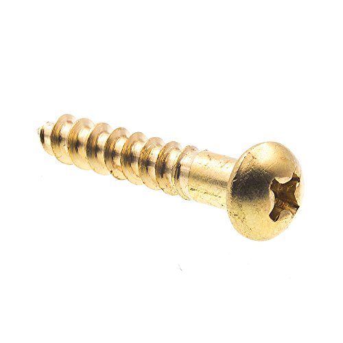 Tornillos de Madera PRIME-LINE 9207803, Cabeza Redondeada, Sistema Phillips, #8 x 1 pulgada, Latón Macizo (Paquete de 25) miniatura 1