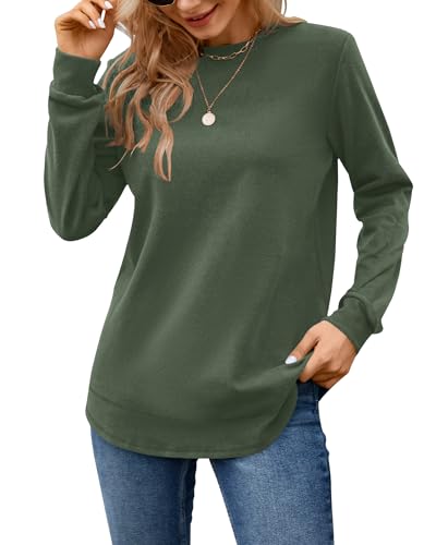 Image of MOLERANI Sweatshirts for Women Casual Long Sleeve Crewneck Shirt Tunic Tops | Pullovers, Soft Lightweight Warm Fabric, Loose Fit, Fall Winter Trendy Clothes, Daily Wear, Workout, Outdoor Outfits
