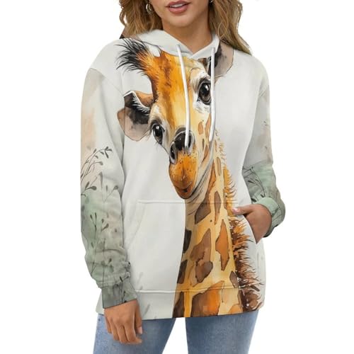 Sweat a capuche homme girafe aquarelle avec poche et impression 3D