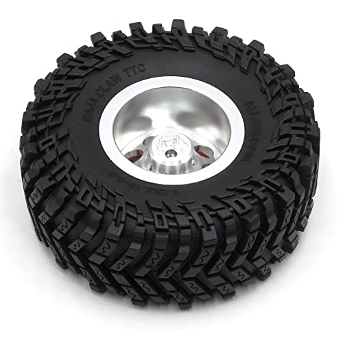 Hobbysoul Rc 2.2 Tires Super Grip Sticky Soft Compound Tyres 127Mm/5.0Inch & Aluminium 2.2 Beadlock Wheels Rims Silver Orange Fit For Rc Mud Crawler Truck Trx4 Gen8 Capra Wraith, (4-Pack, Assembled) #TOP6