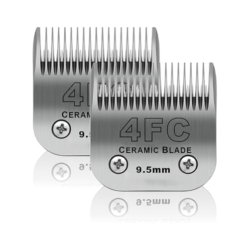 BESTBOMG 2 Ersatzklingen für die Fellpflege von Heiniger/Moser Max45/Andis/Oster A5 für Hunde, Größe 4FC 3/8 Zoll (9,5 mm), Schnittlänge