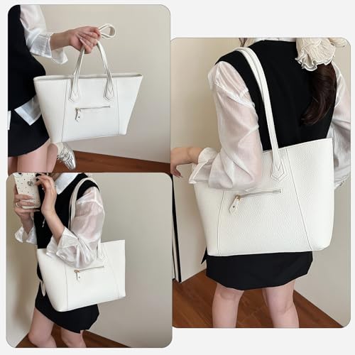 Bolso tote para mujer de cuero sintético, elegante bolso de hombro con cremallera, bolso de trabajo de gran capacidad para uso diario miniatura 2