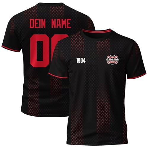 PopoluFaya Leverkusen T-Shirt mit personalisiertem Namen und Nummer Rundhalsausschnitt Kurzarm Geschenke für Männer und Damen