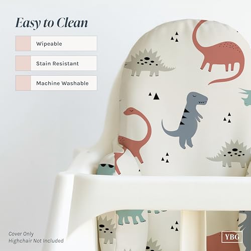 Image of Yeah Baby Goods Wipeable Cushion Cover (Muted Dinos) - Compatible with The IKEA Antilop Highchair - Soft, Waterproof Baby High Chair Cover