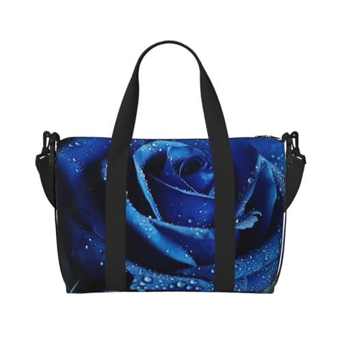 Travel Duffel Bag for Men Gym Bag, Blue rose Luggage Bag with Shoulder Strap, Large Gym Tote Bag for Women, Weekender Overnight Bag, Foldable Carry on Bag for Airplane