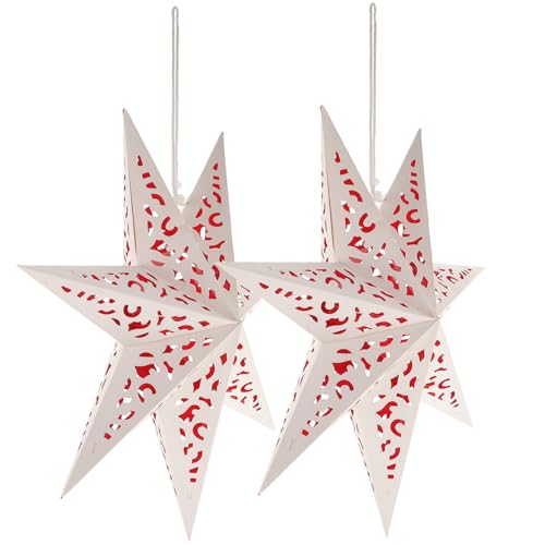 AUTSUPPL 2 piezas Farolillos de Papel con Forma de Estrella Decoración Colgante para Fiesta y Navidad Diseño Duradero y Estético para Ambiente