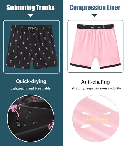 Image of APTRO Men's Swim Trunks with Compression Liner 5 Inch Bathing Suit Beach Swimsuits