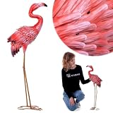 KADAX Flamingo Figur 76 cm, große Gartenfigur aus pulverbeschichtetem Stahl...