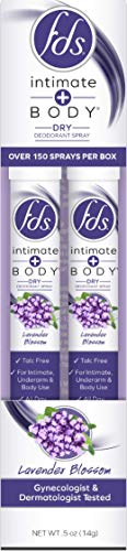 FDS Intimate + Body On-The-Go Dry Deodorant Spray, Lavender Blossom, 2 Count
