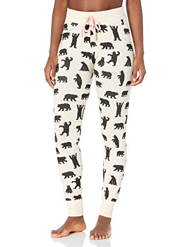 Little Blue House by Hatley Women's Pajama Leggings, Black Bears on Natural, X-Small