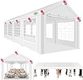 COBIZI 10x30ft Party Tents for Parties Heavy Duty, Wedding Tent, Carport, Carpas para Fiestas with Removable Sidewalls & Built-in Sandbag, UV50+, Waterproof, White