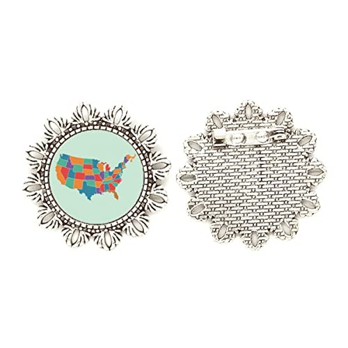 Broche de plata diseño mapa de Estados Unidos medium regalo coleccionistas