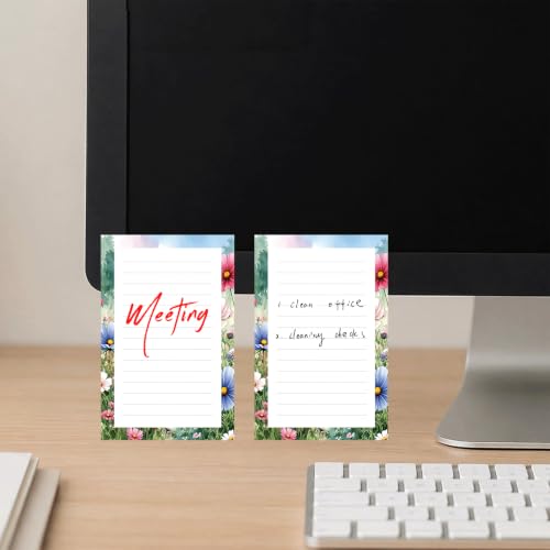 Grand bloc-notes adhésifs lignés pour organiser votre bureau fleuri