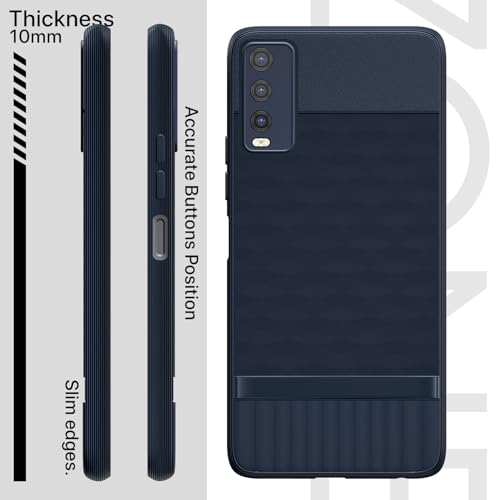 Image of Outlouders Bumper Case for Vivo Y12s / Y20 / Y20i / Y20G | Full Camera Protection | TPU Soft Flexible Shockproof Back Cover (Blue)