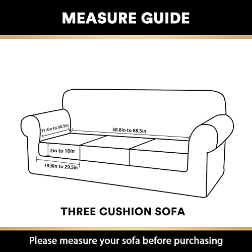 Stretch Velvet Couch Cushion Covers For Individual Cushions Sofa Cushion Covers Seat Cushion Covers, Thicker Bouncy With Elastic Edge Cover Up To 10 Inch Thickness Cushions (3 Pieces, Ivory) #TOP1