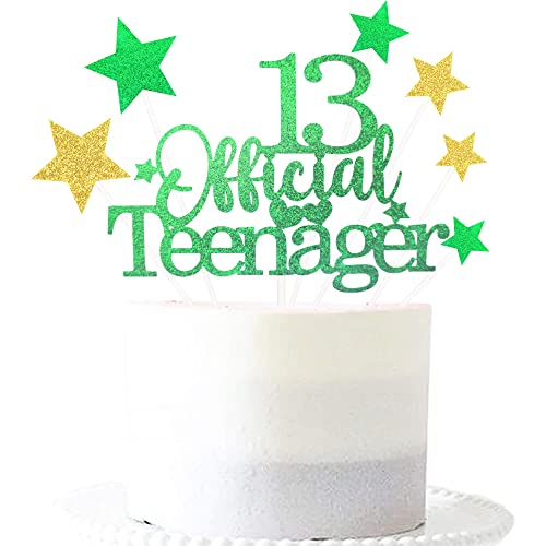 Pargleev Regalos de cumpleaños personalizados con purpurina número 13: decoración oficial para tarta con estrellas de 13 años, suministros para fiestas de cumpleaños para niños y niñas, decoraciones,