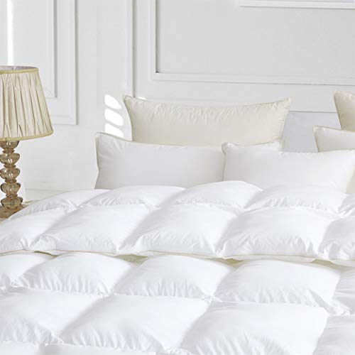 Luxurious 800 Thread Count Hungarian Goose Down Comforter Duvet Insert - Full/Queen Size, 750 Fill Power, 50 oz Fill Weight, 100% Egyptian Cotton Cover - Thumbnail 3