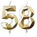 Yiran Gold 58. Geburtstagskerzen, 58. Geburtstagsdekorationen für Frauen und Männlich, 3D-Zahl-58-Kerze für Kuchen, Goldene Kuchendekorationen für Geburtstagsfeiern und Hochzeiten Zubehör