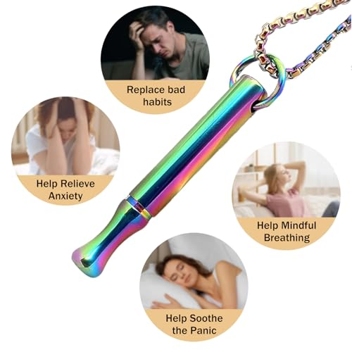 Image of LAMKHOO Breathing Necklace to Quit Smoking and Vaping with Refillable Mint Pods Stop Smoking Aids Fidget Necklace Smokeless Inhaler for Adults