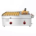 CRYBY Gas Griddle, 6L/1.59Gal Stainless Steel Griddle & Deep Fryer Combo Gas Deep Fryer Gas Grill Griddle with Oil Draining Basket, Lid & 3 Spice Boxes, Commercial Griddle with Fryer for RV, Camping