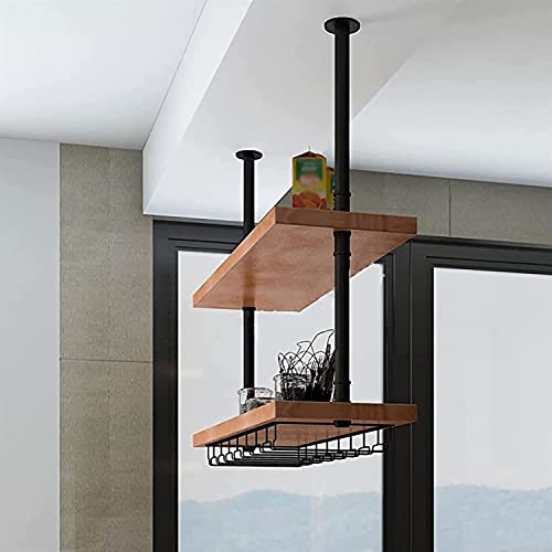 Étagère suspendue plafond design industriel structure métal noir 120cm - 5